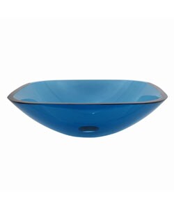 BlueTempered Glass Vessel Lavatory Sink