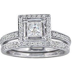 14K White Gold 1ct TDW Princess Diamond Bridal Ring Set (G-H, I1)