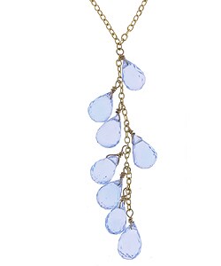 14k Yellow Gold and Blue Topaz Drop Necklace