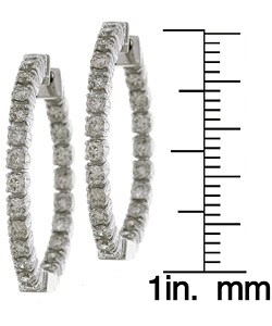 14k White Gold 1-1/2ct TDW Diamond Hoop Earrings ( I-J, I1-I2 )