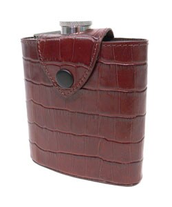 Bass Genuine Leather Croc Skin 6-ounce Flask