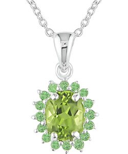 Sterling Silver Peridot Tsavorite Pendant