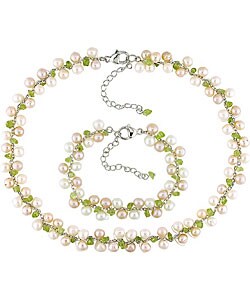 Cultured FW Pearl Peridot Necklace/ Bracelet Set (Case of 12)