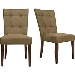 Tufted-back Buckskin Microfiber Side Chairs (Set of 2)