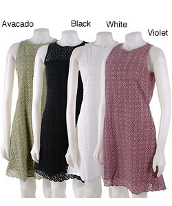 Galeno Sleeveless Allover Eyelet Shift Dress