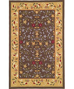 Hand-hooked Autumn Border Wool Rug (3'6 x 5'6)