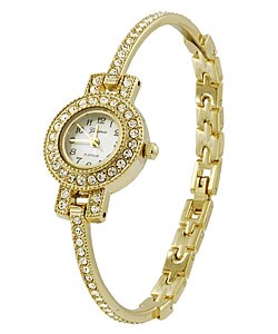 Geneva Platinum Thin Band Jeweled Fashion Watch