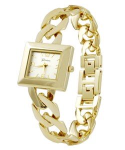 Geneva Platinum Figaro Link Fashion Watch