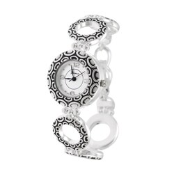 Geneva Platinum Silver Circles Toggle Watch