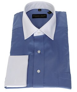 Trump Men's Blue Dress Shirt with French Cuffs