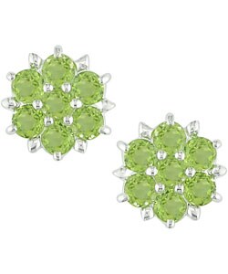 Silver Round Peridot Flower Earrings (Case of 6)