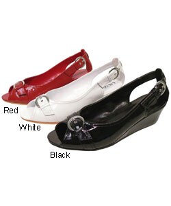 Liliana Collection by Adi Patent Peep Toe Wedges