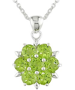 Sterling Silver Peridot Flower Necklace (Case of 3)