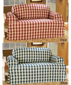 Brighton Check T-cushion Loveseat Slipcover