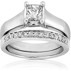 14k White Gold 3/4ct TDW Diamond Wedding Set