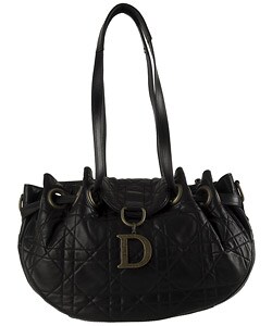 Christian Dior Leather Quilted Cannage Drawstring Satchel
