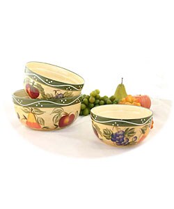 Tuscan Collection Hand-painted 3-piece Serving Bowl Set