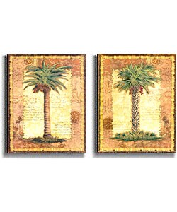 K. Denis Classic Palm Stretched Canvas Art Set