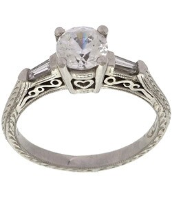 Tacori Platinum 1/5ct Diamond CZ Engraved Engagement Ring