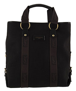Y.S.L. Black Canvas 'YSL' Logo Tote