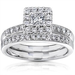 14k White Gold 3/5ct TW Princess Diamond Wedding Ring (I1-I2 )