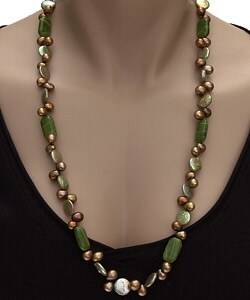 Cultured Freshwater Pearl Jade Necklace (27 in.)