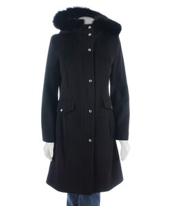 MICHAEL Michael Kors Single-breasted Snap Coat with Fur Trim