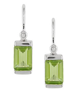 10k White Gold Peridot Leverback Earrings