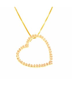 Gold over Silver Cubic Zirconia Heart Pendant