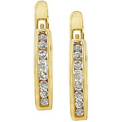 10k Yellow Gold 1/4ct TDW Diamond Huggie Earrings ( K-L, I3 )