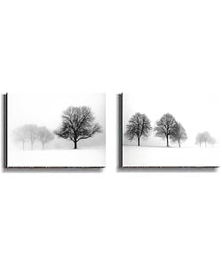 Wellman Winter Trees 2-pc Stretched Canvas Set from Overstock.com :  silouhetted peaceful black and white snow