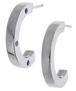 Hot Diamonds Sterling Silver Pink Sapphire Diamond Hoop Earrings