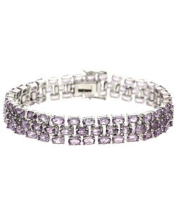 Sterling Silver Amethyst Three-Tier Bracelet