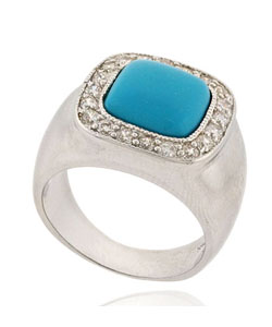 Sterling Silver Blue Turquoise CZ Ring