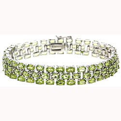 Sterling Silver Peridot Three-tier Bracelet