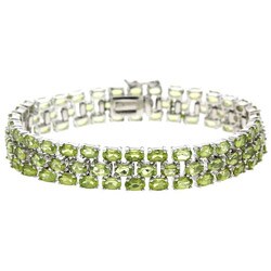 Glitzy Rocks Sterling Silver 25 5/8 CTW Peridot Three-tier Bracelet