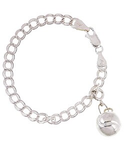 Sterling Silver Tennis Ball 6-inch Sports Charm Bracelet