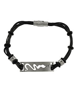Stainless Steel Rubber Cord Snake Bracelet
