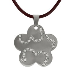 Stainless Steel Flower CZ Necklace