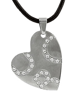 Stainless Steel Heart CZ Necklace