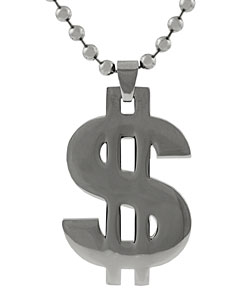 Stainless Steel Polished Dollar Sign Necklace