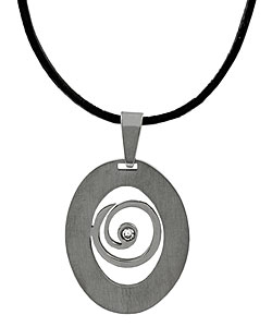 Stainless Steel Swirl CZ Necklace