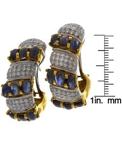 18k Gold 3ct TDW Diamond Sapphire Huggy Earrings