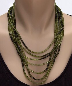 Multi-strand Green Tourmaline Gemstone Necklace