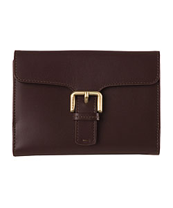 Burberry Leather Bi-fold Wallet w/ Plaid Trim