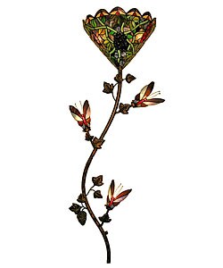 Tiffany-style Butterfly and Grape Wall Mounted Lamp