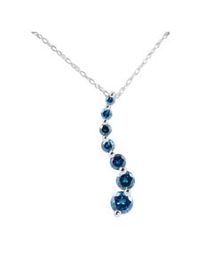 14k White Gold 1/2ct Blue Diamond Journey Pendant