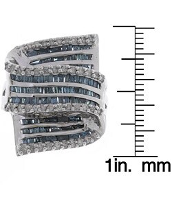 14k White Gold 3ct TDW White/ Teal Diamond Pendant