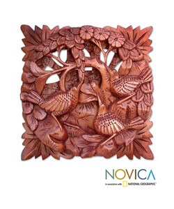 Nature in Harmony Wood Relief Panel (Indonesia)
