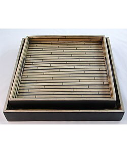 Black and Natural Square Bamboo Tray Set (Vietnam)